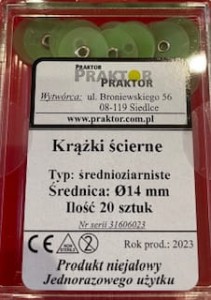 Krążki ścierne średnioziarniste 14mm-20szt     