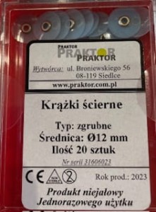 Krążki ścierne zgrubne 12mm-20szt     