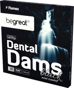Koferdam guma lateksowa Begreat średnia czarna 0,20mm miętowa 36szt/opak. 152x152mm (medium mint) 