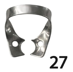 Klamra z zaokrąglonymi szczękami do zębów przedtrzonowych (Nr 27).