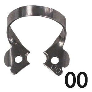 Klamra z małymi szczękami i wysokim łukiem do zębów przednich i przedtrzonowych (Nr 00).